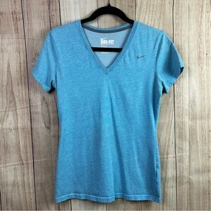 Nike Women's Light Blue V-Neck Dri-FIT Tee